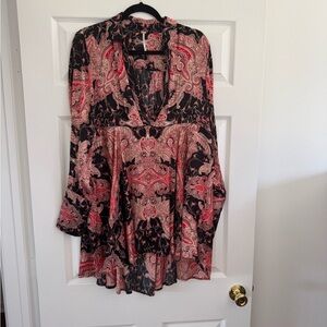 Free People Paisley Women's Mini Dress - Black and Red
